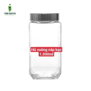 Hũ vuông nắp bạc - 1000ml