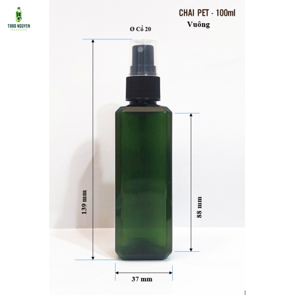Chai nhựa 100ml vai vuông vòi nhấn các loại