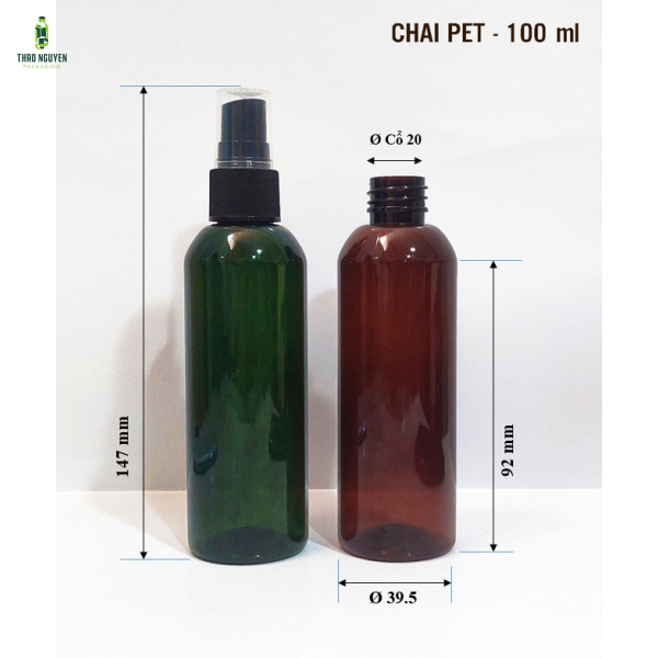Chai nhựa pet 100ml đựng chiết mỹ phẩm, xịt tóc...