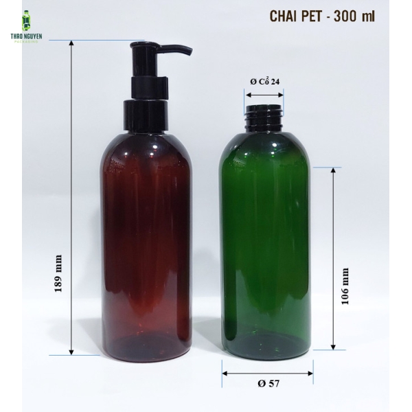 Chai pet 300ml vai  tròn đựng mỹ phẩm