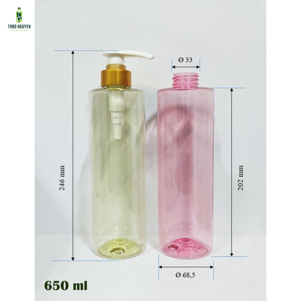 Chai pet 650ml đựng dầu gội, sữa tắm