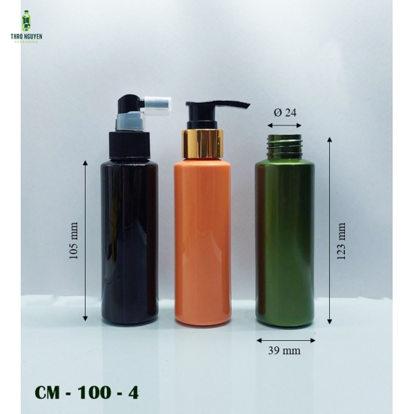 Chại nhựa pet 100ml đựng dưỡng tóc vai ngang